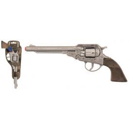 Revolver kovbojský stříbrný, kovový - 8 ran