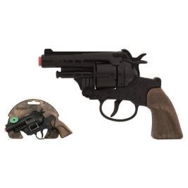 Policejní revolver černý kovový 12 ran