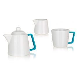 BANQUET Čajová sada - konvička, hrnek, mléčenka COLOR PLUS Blue, 3 díly